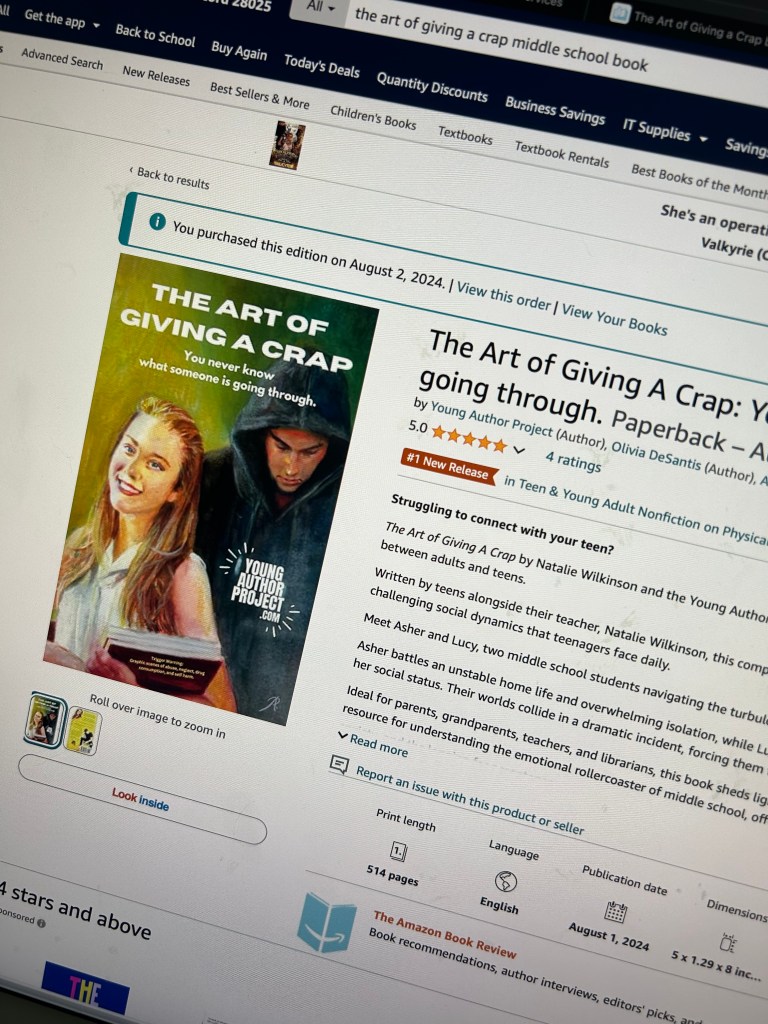 The Art of Giving A Crap was an Amazon #1 New Release in Teen & Young Adult Nonfiction on Physical and Emotional Abuse when it was released in August 2024